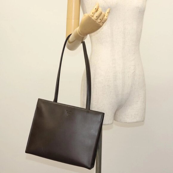PRADA Tote Bag Leather Brown Auth BA5025 - Picture 1 of 15